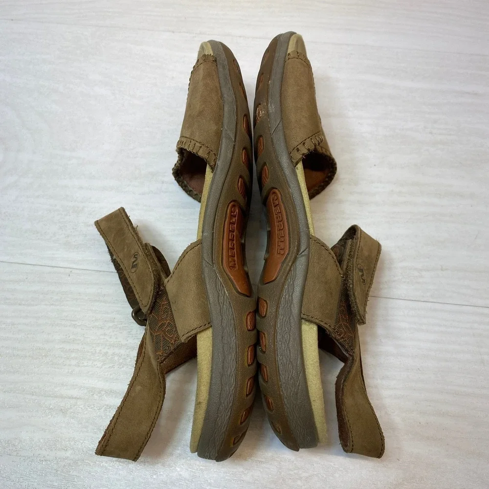 Merrell Womens 9 QForm Sandals Slingback Brown Leather Comfort Hiking J57572